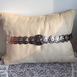 Vintage Coin Stretch Belt Silver Tone Metal Disc Belt 1980s 1990s sz M